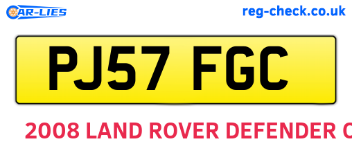PJ57FGC are the vehicle registration plates.