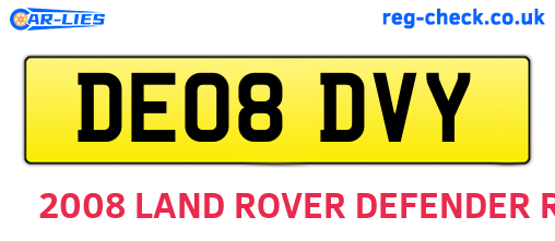 DE08DVY are the vehicle registration plates.