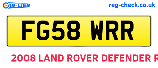 FG58WRR are the vehicle registration plates.