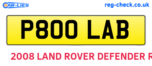 P800LAB are the vehicle registration plates.