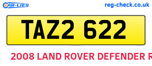 TAZ2622 are the vehicle registration plates.