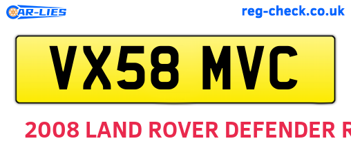 VX58MVC are the vehicle registration plates.