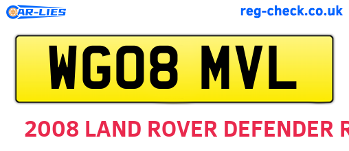 WG08MVL are the vehicle registration plates.