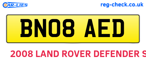 BN08AED are the vehicle registration plates.