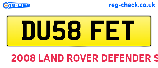 DU58FET are the vehicle registration plates.