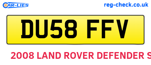 DU58FFV are the vehicle registration plates.