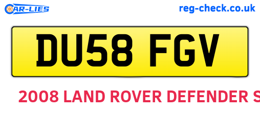 DU58FGV are the vehicle registration plates.