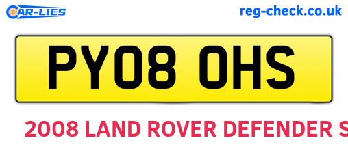 PY08OHS are the vehicle registration plates.