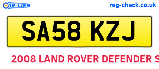 SA58KZJ are the vehicle registration plates.
