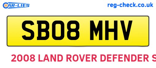 SB08MHV are the vehicle registration plates.