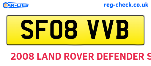 SF08VVB are the vehicle registration plates.