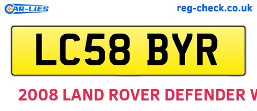 LC58BYR are the vehicle registration plates.