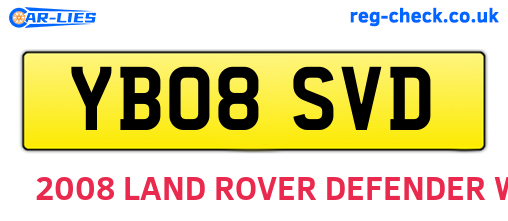 YB08SVD are the vehicle registration plates.