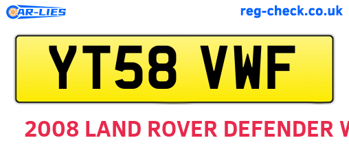 YT58VWF are the vehicle registration plates.