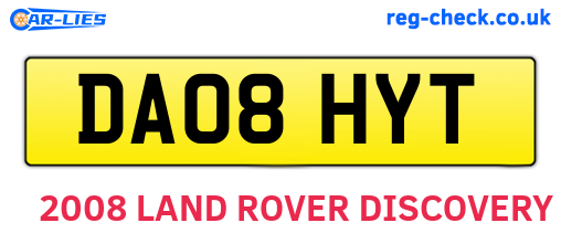 DA08HYT are the vehicle registration plates.