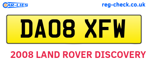 DA08XFW are the vehicle registration plates.