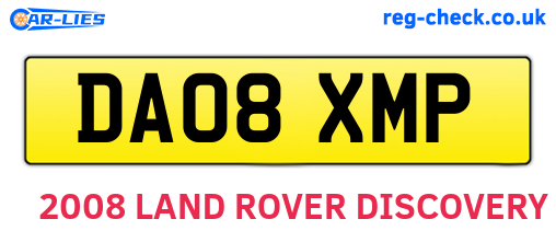 DA08XMP are the vehicle registration plates.
