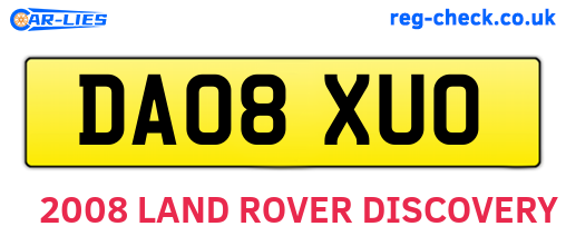 DA08XUO are the vehicle registration plates.