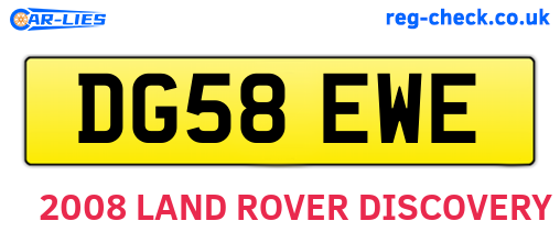 DG58EWE are the vehicle registration plates.