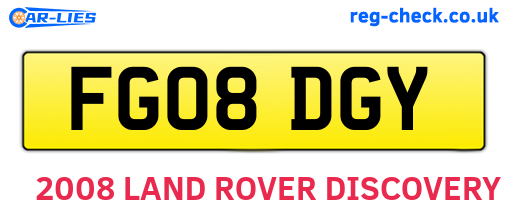 FG08DGY are the vehicle registration plates.