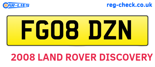 FG08DZN are the vehicle registration plates.