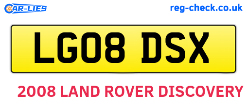 LG08DSX are the vehicle registration plates.