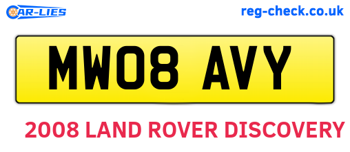 MW08AVY are the vehicle registration plates.