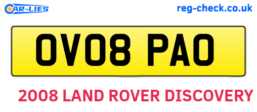 OV08PAO are the vehicle registration plates.