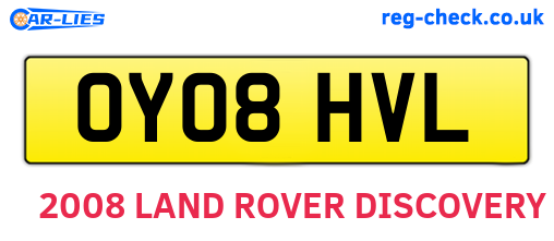 OY08HVL are the vehicle registration plates.