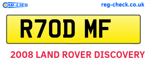 R70DMF are the vehicle registration plates.