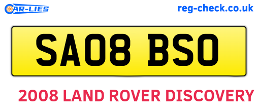 SA08BSO are the vehicle registration plates.
