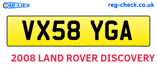 VX58YGA are the vehicle registration plates.