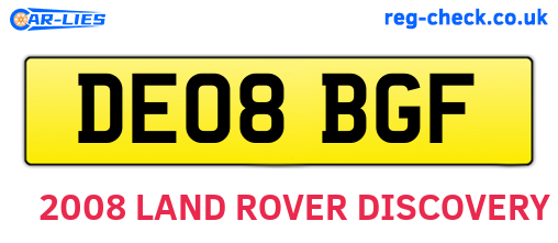DE08BGF are the vehicle registration plates.