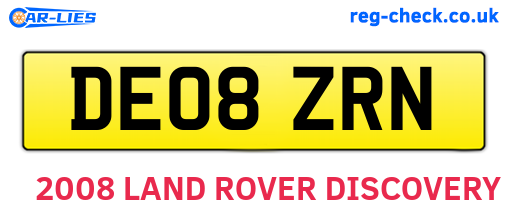 DE08ZRN are the vehicle registration plates.
