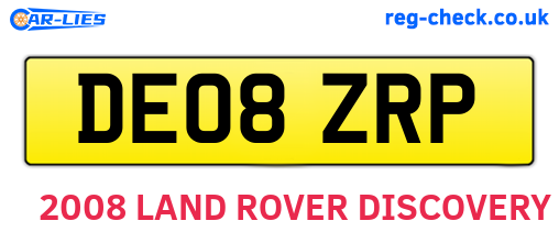 DE08ZRP are the vehicle registration plates.