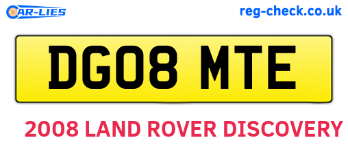 DG08MTE are the vehicle registration plates.
