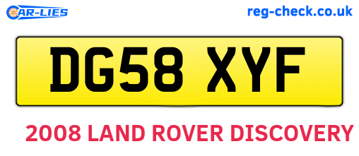 DG58XYF are the vehicle registration plates.