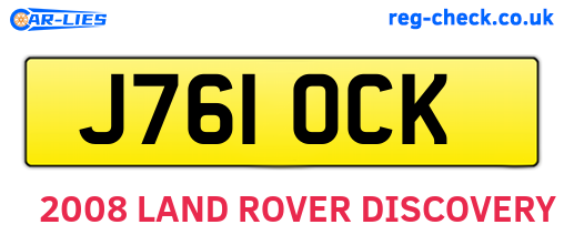 J761OCK are the vehicle registration plates.