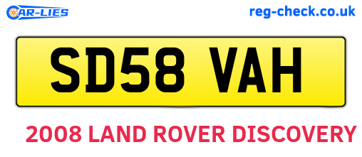 SD58VAH are the vehicle registration plates.