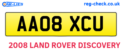 AA08XCU are the vehicle registration plates.