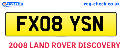 FX08YSN are the vehicle registration plates.