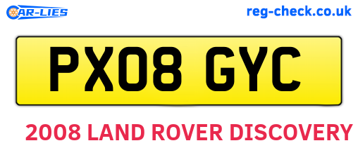 PX08GYC are the vehicle registration plates.
