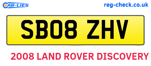 SB08ZHV are the vehicle registration plates.