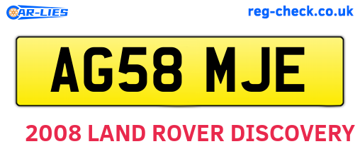 AG58MJE are the vehicle registration plates.