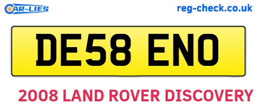 DE58ENO are the vehicle registration plates.