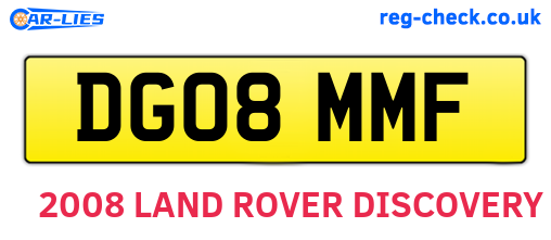 DG08MMF are the vehicle registration plates.