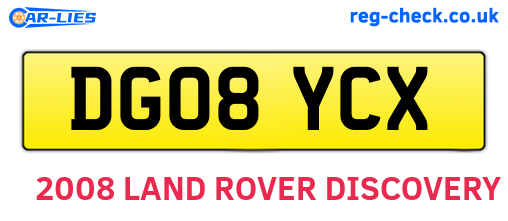 DG08YCX are the vehicle registration plates.