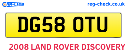 DG58OTU are the vehicle registration plates.
