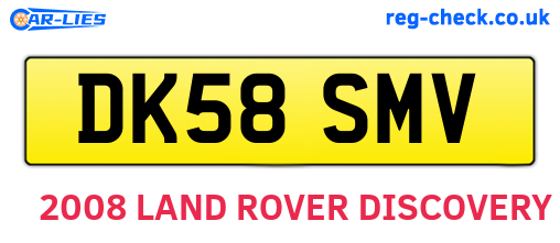 DK58SMV are the vehicle registration plates.
