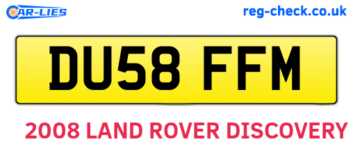 DU58FFM are the vehicle registration plates.